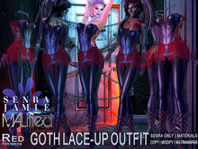 COPY/MOD - MALified - Goth Lace-Up Outfit - Black/Red - Senra Jamie