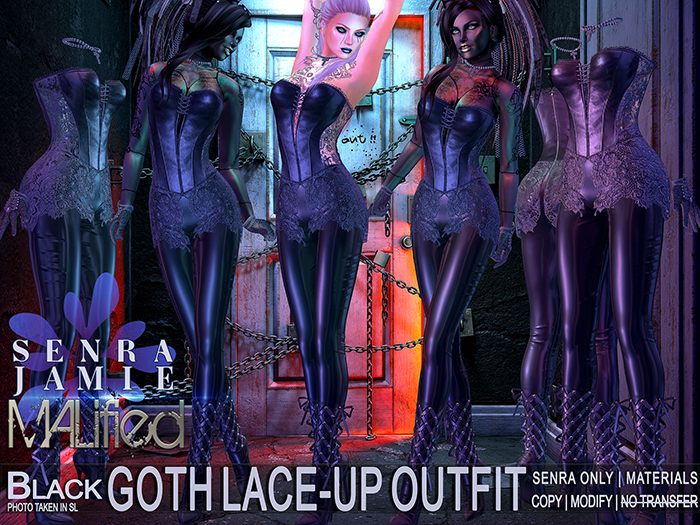 COPY/MOD - MALified - Goth Lace-Up Outfit - Black - Senra Jamie