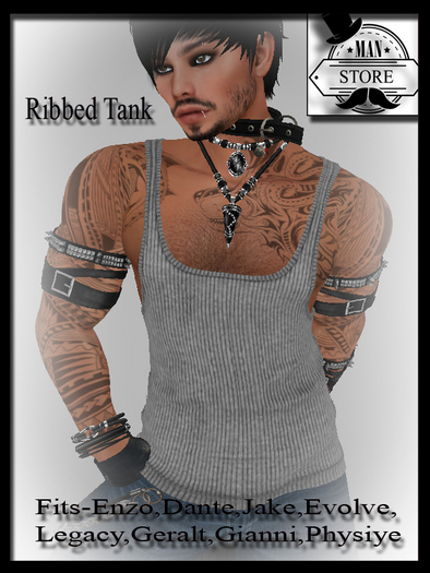 (MS)Ribbed tank top-gray
