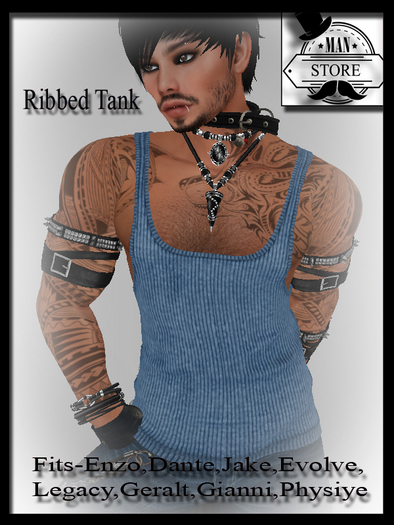 (MS)Ribbed tank top-blue