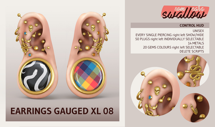 ^^Swallow^^ Earrings GAUGED XL08 (f/m)