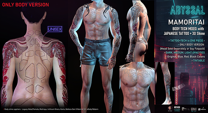ABYSSAL+ MAMORITAI ONLY BODY TECH MIXED with TATTOO + 3D SHINE