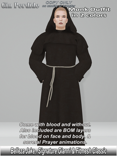DEMO GP Monk with hood Light & Dark Robe 
