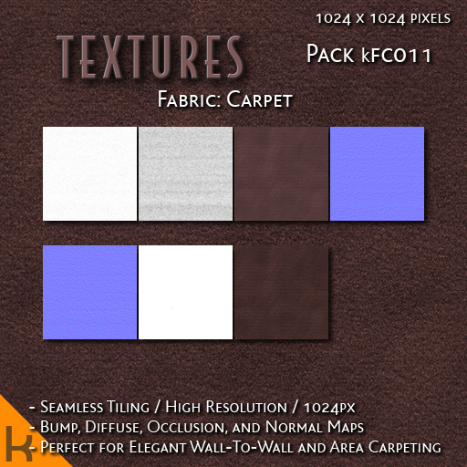 [kFC011] 1024px Red Brown Carpet Kit With Bump, Diffuse, Occlusion and Normal Material Maps by E&D ENGINEERING