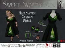 ~Sweet Nightmares~ Halloween Carmen Dress {Green Ghost}