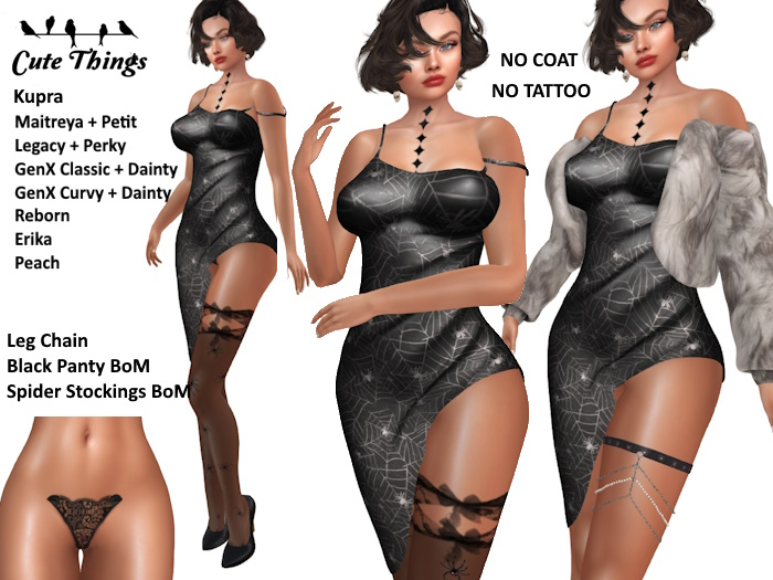 [CT] Spider Silk Dress + Leg Chain + Stockings - GenX - Kupra - Maitreya - Legacy - Erika - Peach - Reborn - more.. DEMO