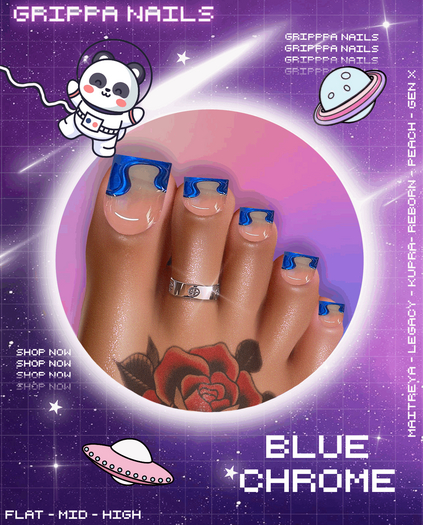 Grippa Pedi:: Blue Chrome Set