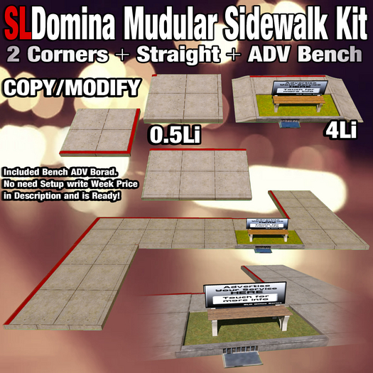 SLDomina Modular Urban Sidewalk Kit City Bench Advert Board system COPY/MOD