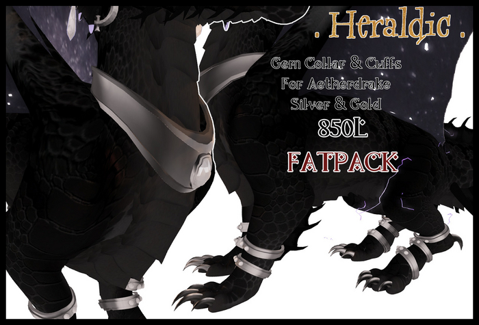 . heraldic . [Fatpack] Aether Drake Gem Cuffs & Collar