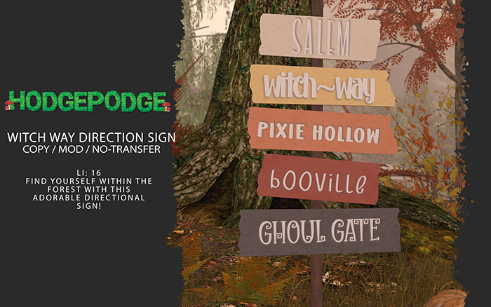 Hodgepodge - Witch Way Directional Sign (Fall)