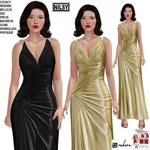 DRAPED SATIN DRESS,2 COLORS,MESH BODY