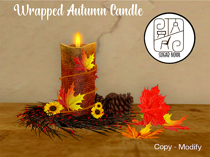 SN - Fall Leaf Wrapped Candle Centerpiece - Autumn
