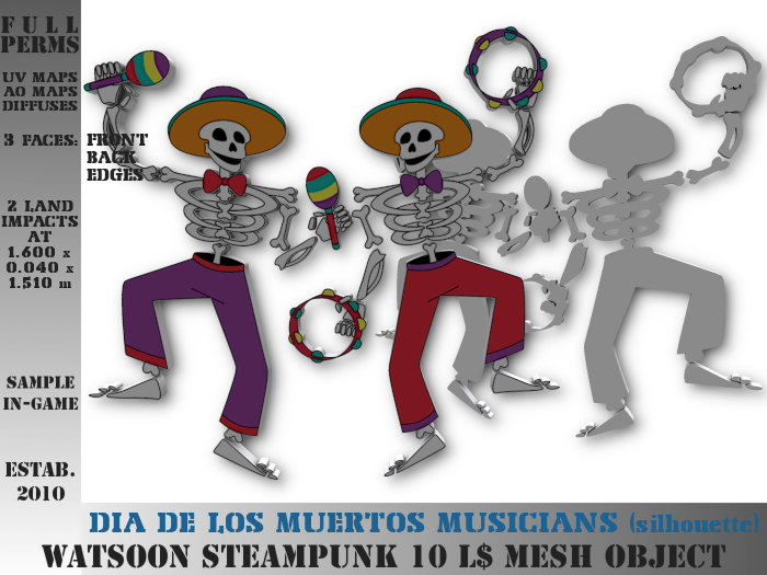 Dia de los Muertos Musicians - 2 LI - FULL PERM Mesh