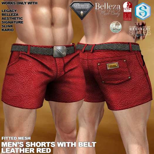 RGDW - Shorts With Belt - Leather - Red (Kario Legacy Signature Belleza Aesthetic Slink)