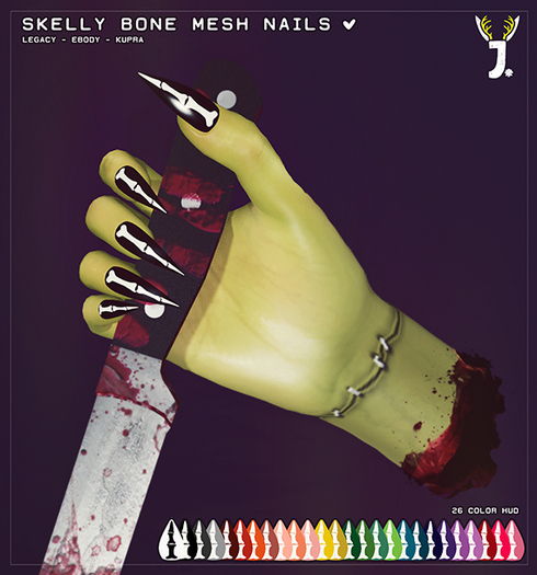 JACKALOPE ; Skelly Bone Mesh Nails [Add to unpack]