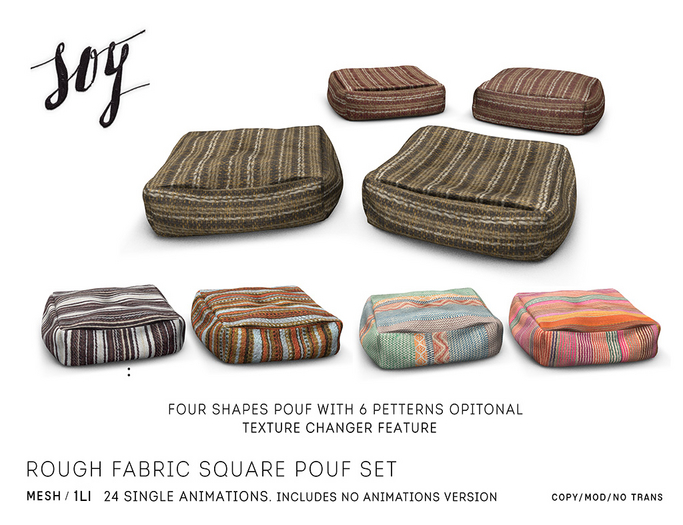 Soy. Rough Fabric Square Pouf Set (addme)