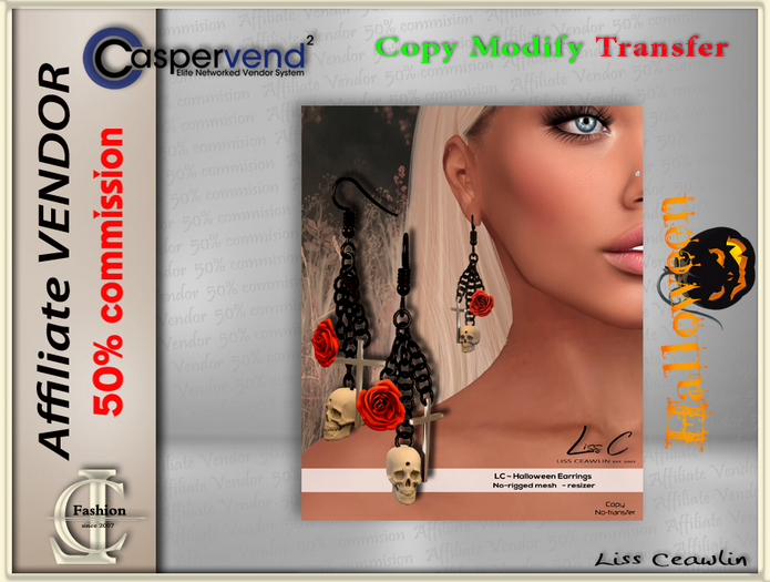 LC Affiliate Vendor [Halloween ] - Earrings Scull [1 vendor]