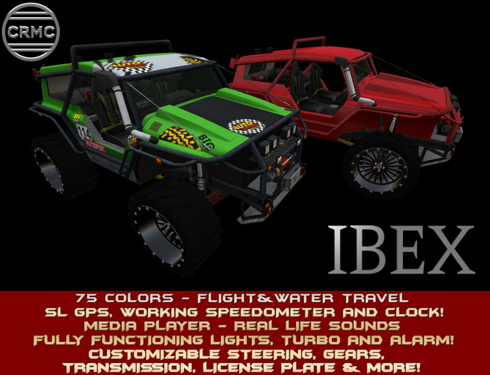 CRMC - IBEX - 75 COLORS/FLIGHT/WATER TRAVEL/GPS/MEDIA PLAYER/WORKING LIGHTS/RL SOUNDS/CLOCK/SPEEDOMETER&MUCH MORE!