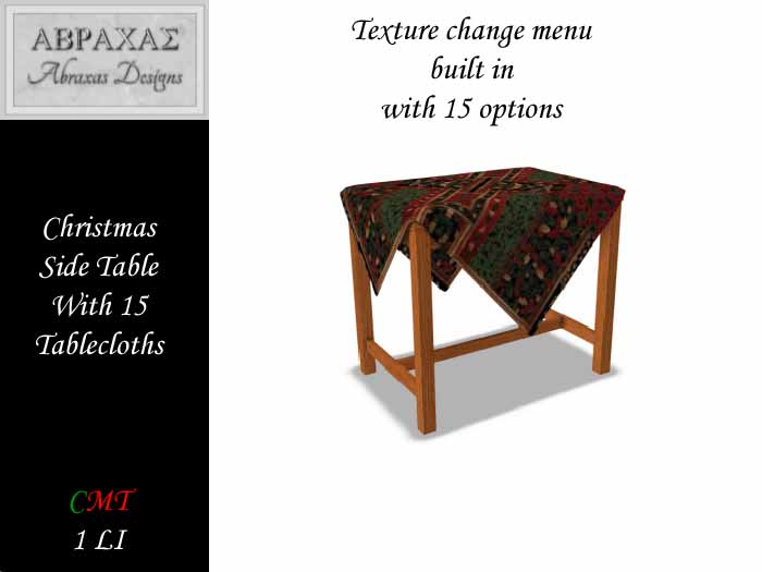 Christmas Side Table With 15 Tablecloths
