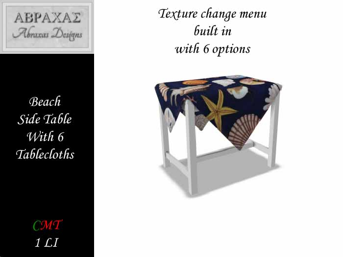 Beach Side Table With 6 Tablecloths