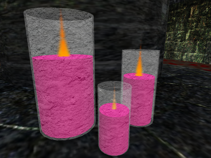 Pink candle with candle holder (x3)