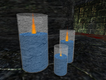 Blue candle/vela with candle holder (x3)