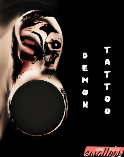 PROFANATION Demon Tattoo Swallow GAUGED XL Ears