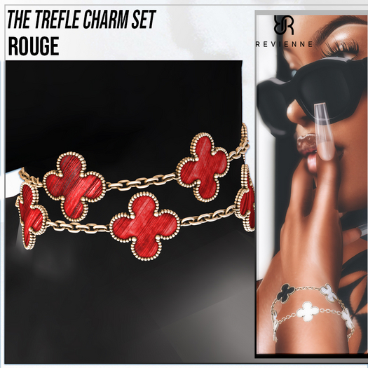 Revienne: The Trefle Charm Choker + Bracelet [ROUGE]