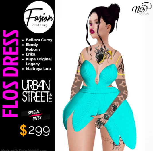 [Fusion Fashion Delivery Hud] - Flos Dress - Teal