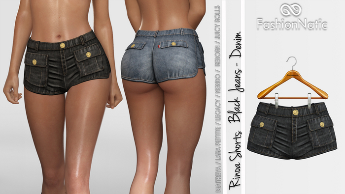 Rinoa Shorts Denim Black - Maitreya ,Petite, Legacy, Reborn, Rolls 