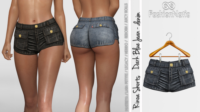 Denim Shorts Rinoa Dark Blue - Maitreya ,Petite, Legacy, Reborn, Rolls 