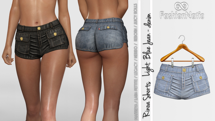 Denim Shorts Rinoa Light Blue - Maitreya ,Petite, Legacy, Reborn, Rolls 