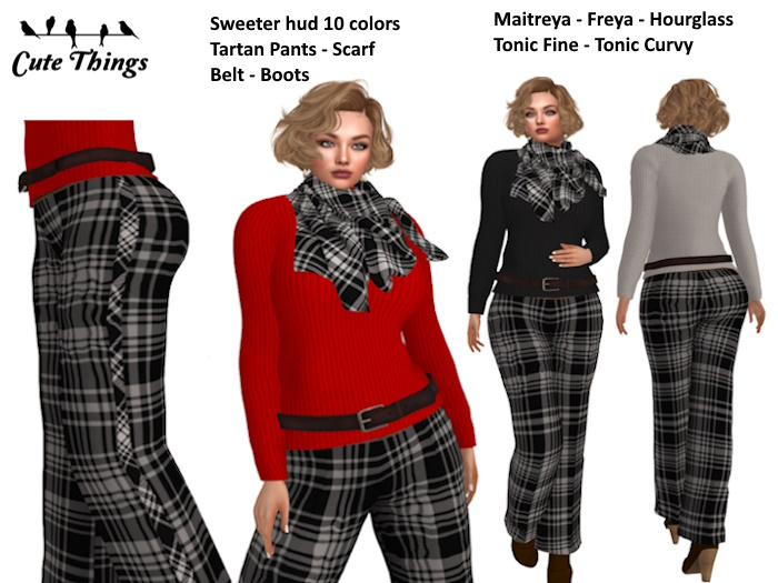 [CT] Lady Tartan Outfit - Black/White Pants DEMO