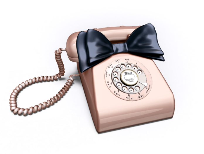 -tb- Rotary Phone with Bow - Pink RARE