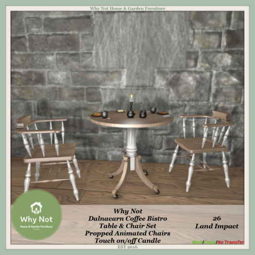 Why Not - Dalnacarn Coffee Bistro Table & Chair Set-Boxed