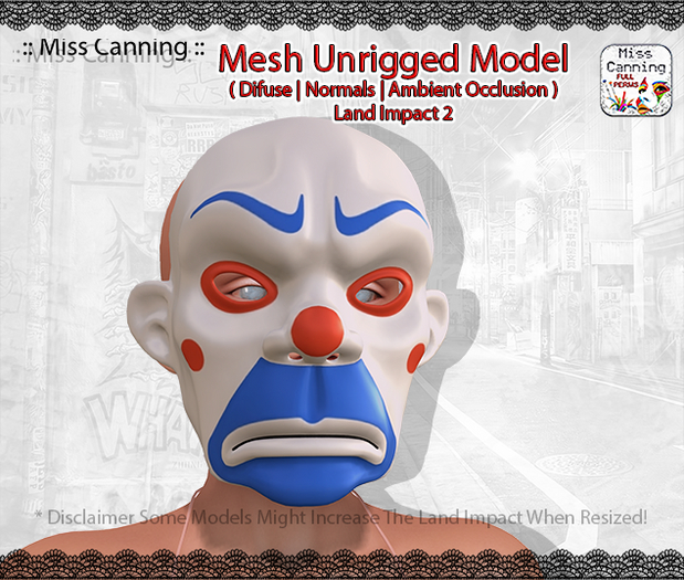 :: Miss Canning::  [ FULL PERM MESH MODEL ] CLOWN MASK x1