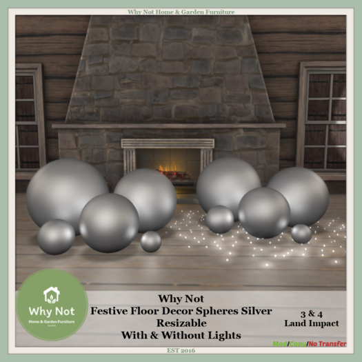 Why Not - Festive Floor Decor Spheres Silver-Boxed