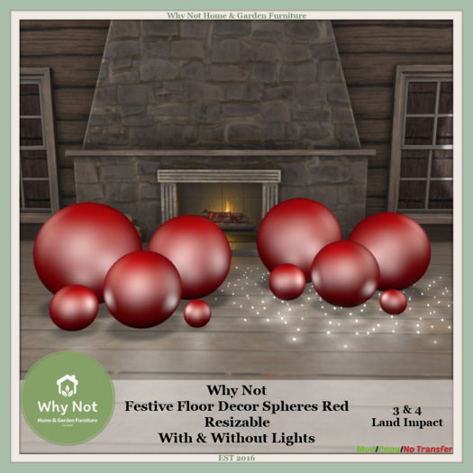 Why Not - Festive Floor Decor Spheres Red-Boxed
