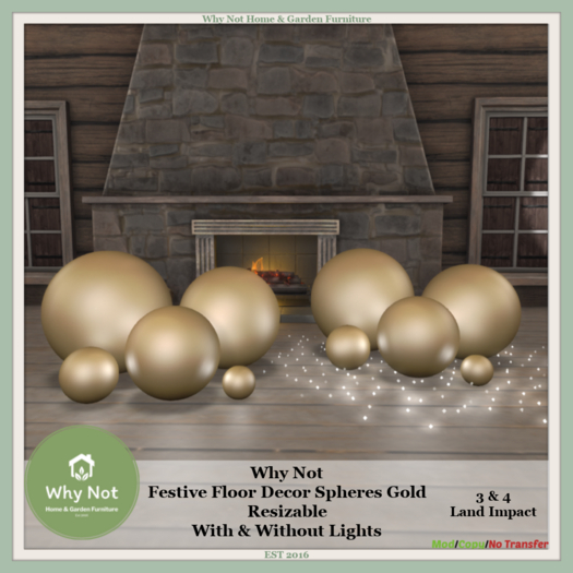 Why Not - Festive Floor Decor Spheres Gold-Boxed