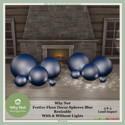 Why Not - Festive Floor Decor Spheres Blue-Boxed