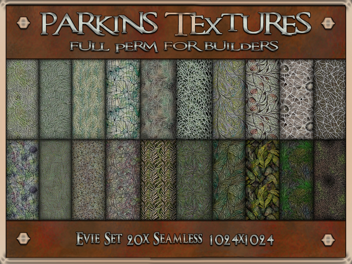 Parkins Textures - Evie Set - 20x Full Perm Seamless 1024 - Fabric, Texture, Cloth, Clothing, Green, Pattern, Botanical