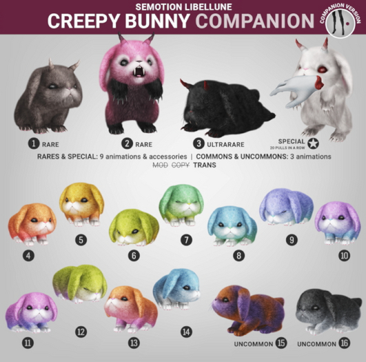 SEmotion Libellune Creepy Bunny Companion COMMON 08