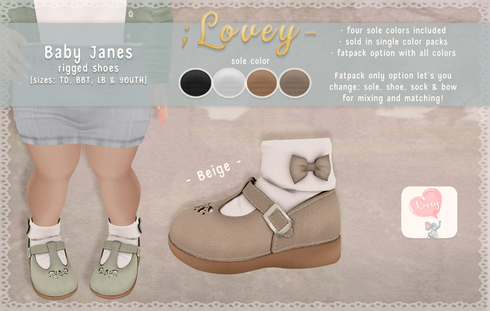 ;Lovey- Baby Janes - Beige