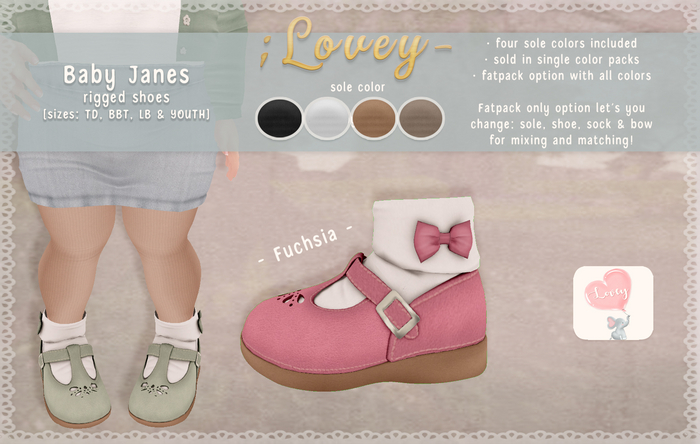 ;Lovey- Baby Janes - Fuchsia