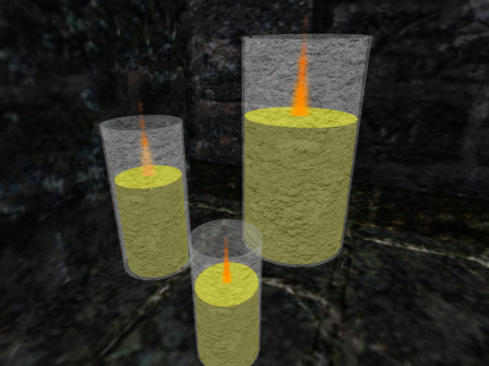 Yellow Candle/Vela with candle holder (x3)