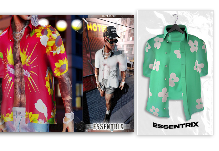 -ESSENTRIX-. Flower Button-UP (Green)