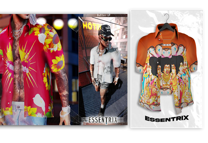 -ESSENTRIX-. Hendrix  Button-UP (Orange)