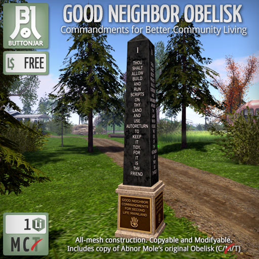 Good Neighbor Commandments Obelisk - Buttonjar