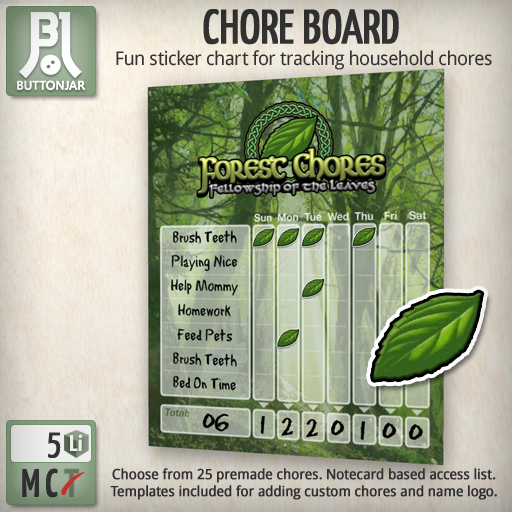 Chore Board (Forest Chores) - Buttonjar