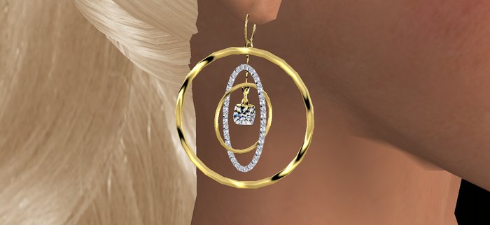 Gold & Crystal & Diamonds Hoops Rotating Earrings